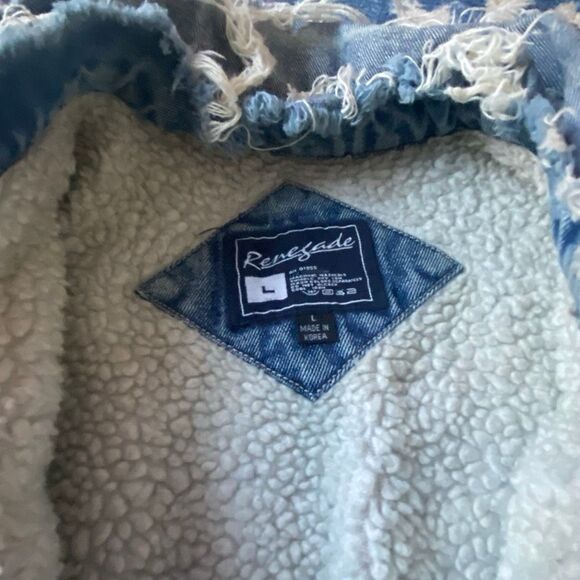 Vintage Renegade Denim Jean Jacket Mens L Distressed Y2K Chore Coat Workwear VTG - Picture 7 of 9